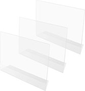 Belle Vous Porte-affiches A4 en Acryl Transparent (Lot de 3) – Système de fixation pour GPS d'affichage paysage inclinés en plastique – Menu de restaurant sur table, affiche publicitaire, dépliant, porte-papier et support pour cadre photo