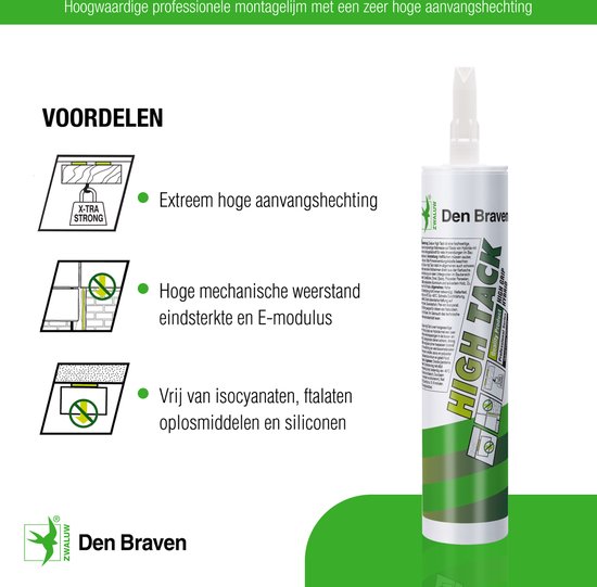 Kit de colle Zwaluw High Tack - cartouche de 290 ml - blanc