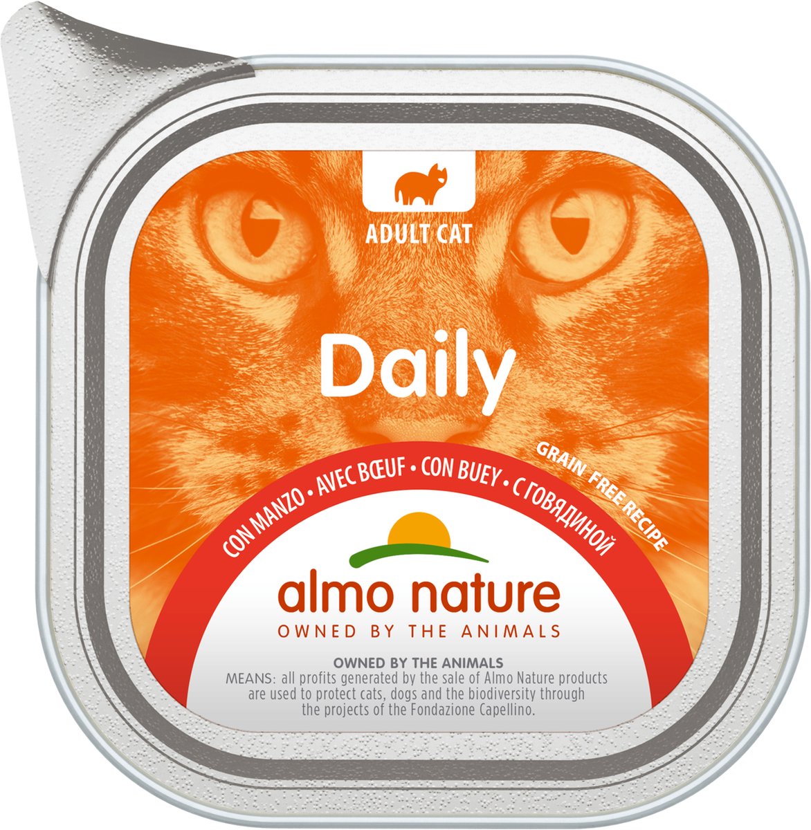 Almo Nature Natvoer voor Katten - Daily Menu Kuipje - 32 x 100g - met Rund - 32 x 100 gram