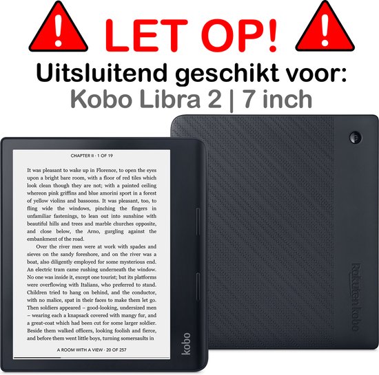 Hoesje Geschikt voor Kobo Libra 2 Hoesje Luxe Bescherm Case Trifold Met Screenprotector - Hoes Geschikt voor Kobo Libra 2 Hoes Book Cover - Zwart van Hoesje  — afbeelding 2