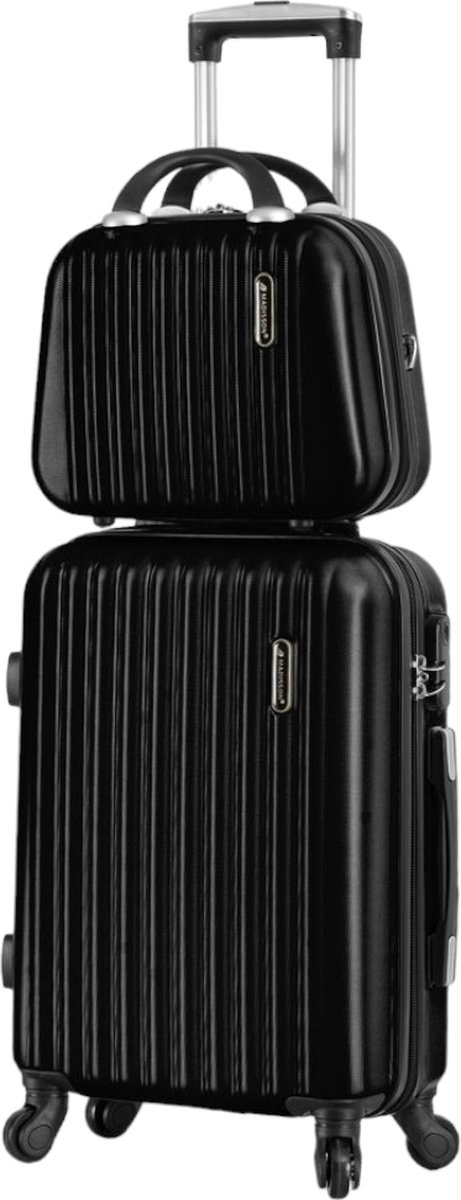 Madisson - Handbagage - kofferset - 2 stuks - Reiskoffer met 4 wielen - Beautycase - zwart