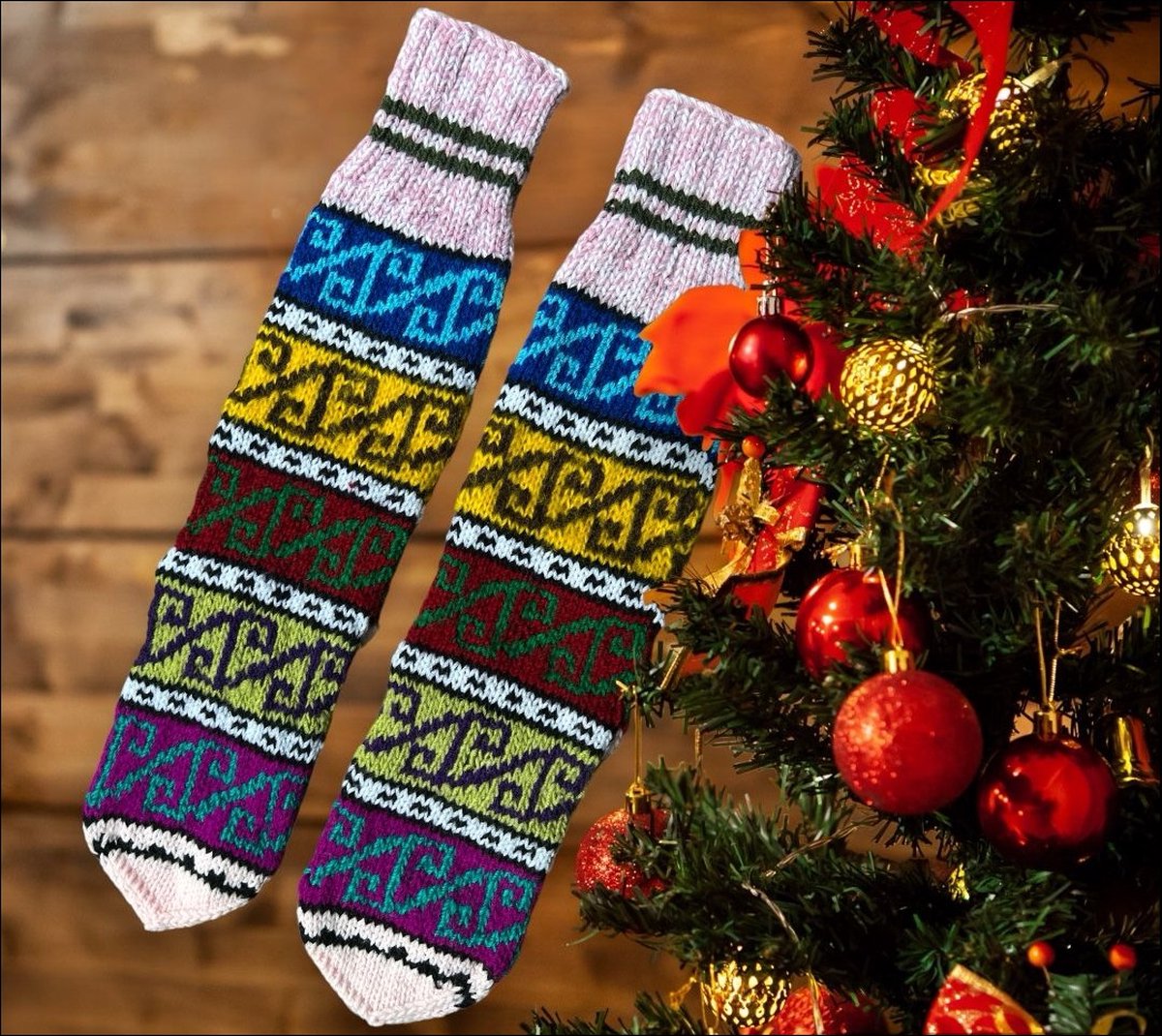 Huissokken Dames en Heren - Handgebrijde Warme Sokken - Dikke, Warme Sokken - Winter Sokken - kleurrijk design- Kerst & Sinterklaas Cadeautjes - Cadeau - kado