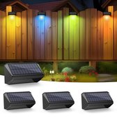 Solarlampen voor buiten, tuin, 4 stuks, IP65 waterdichte solarlampen, tuindecoratie, 4 modi, warmwit/kleurwisselende led-tuinverlichting voor buiten, terras, tuin, trappen, hekken