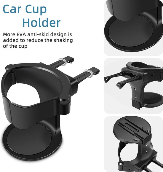LITTLEMOLE 2 stuks bekerhouder voor in de auto, verstelbare opvouwbare bekerhouders voor frisdrankblikjes, waterflessen, koffiekopje