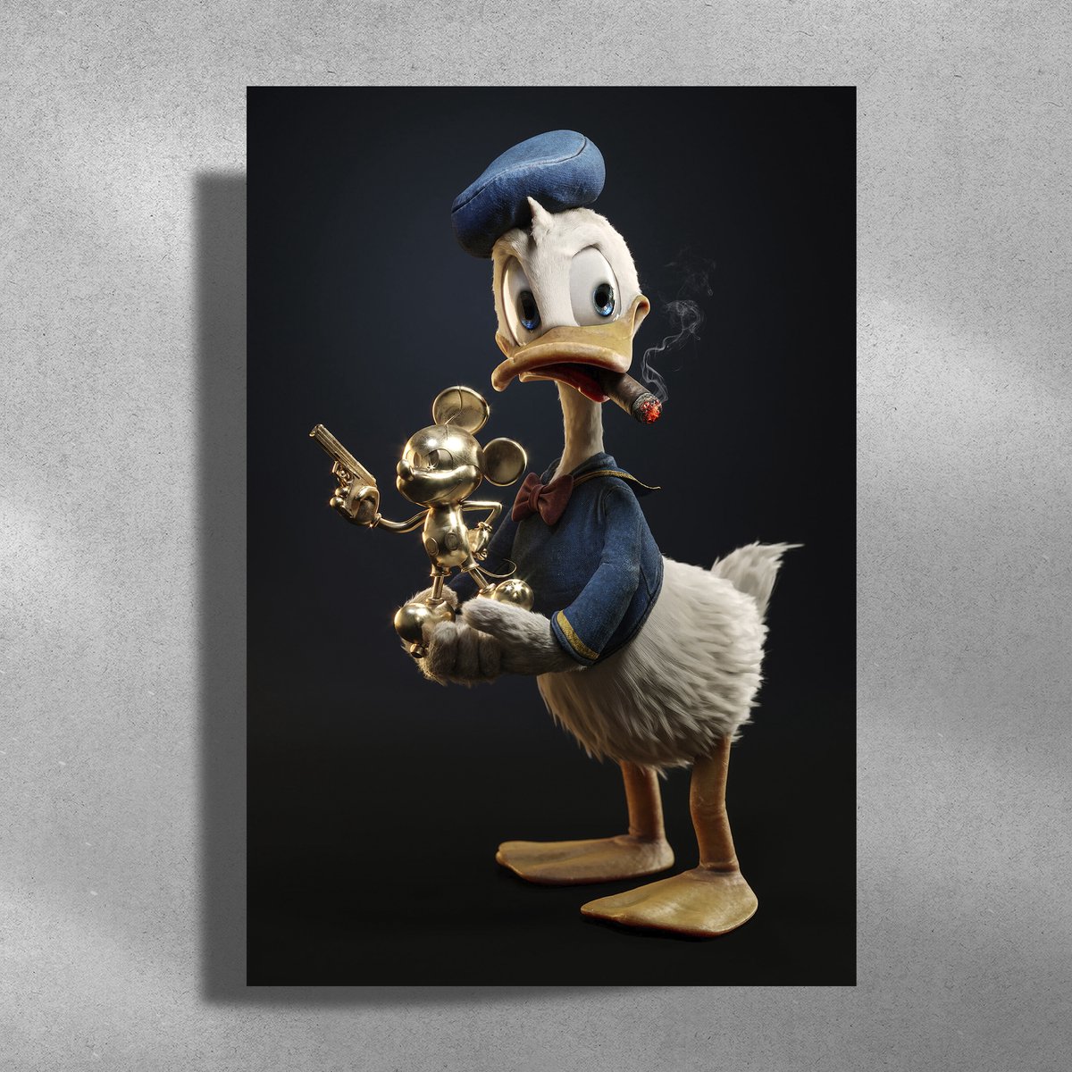 Luxe poster Metalen Poster 40x60cm - Donald Duck - Smoking Award goud