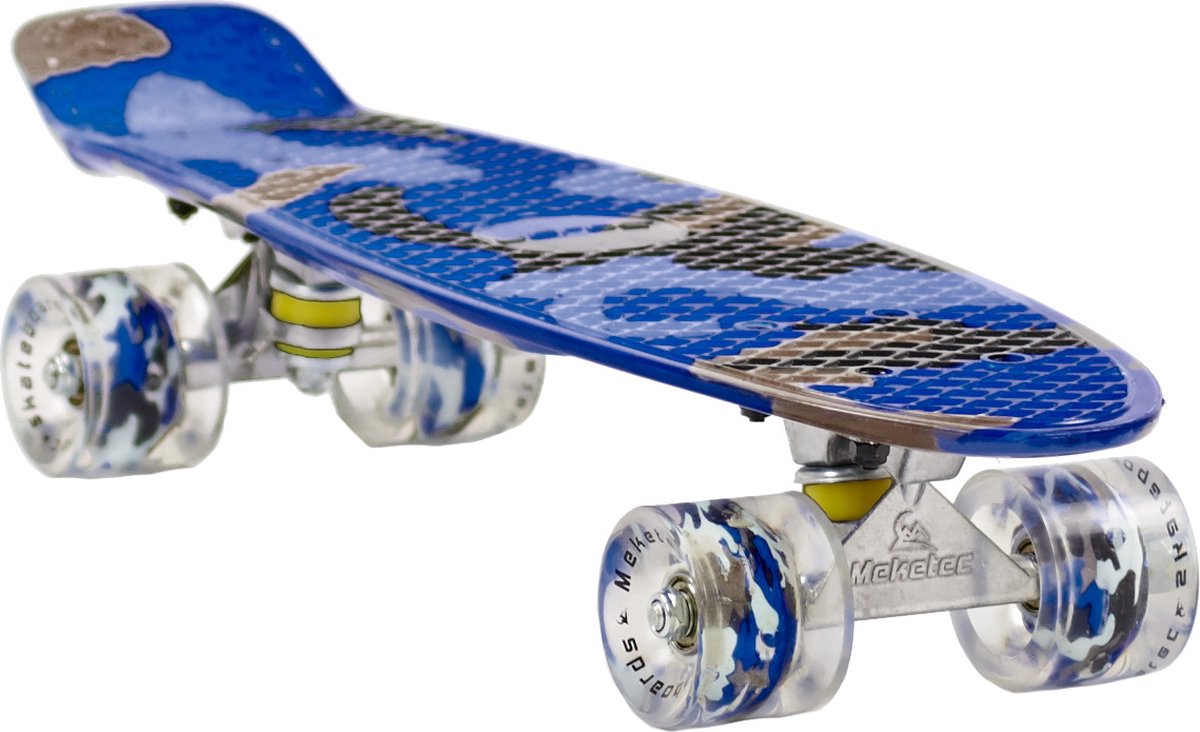 Sajan - Skateboard - LED - Penny board - Camouflage Blauw - 22.5 inch - 56cm - Skateboard met Verlichting — afbeelding 7