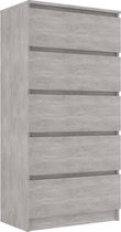 vidaXL - Ladekast - 60x35x121 - cm - bewerkt - hout - betongrijs