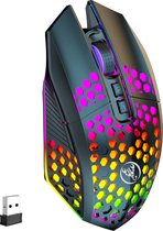 Bol.com HXSJ T500 - Draadloze Gaming Muis - Ultra licht - RGB Verlichting - Zwart aanbieding