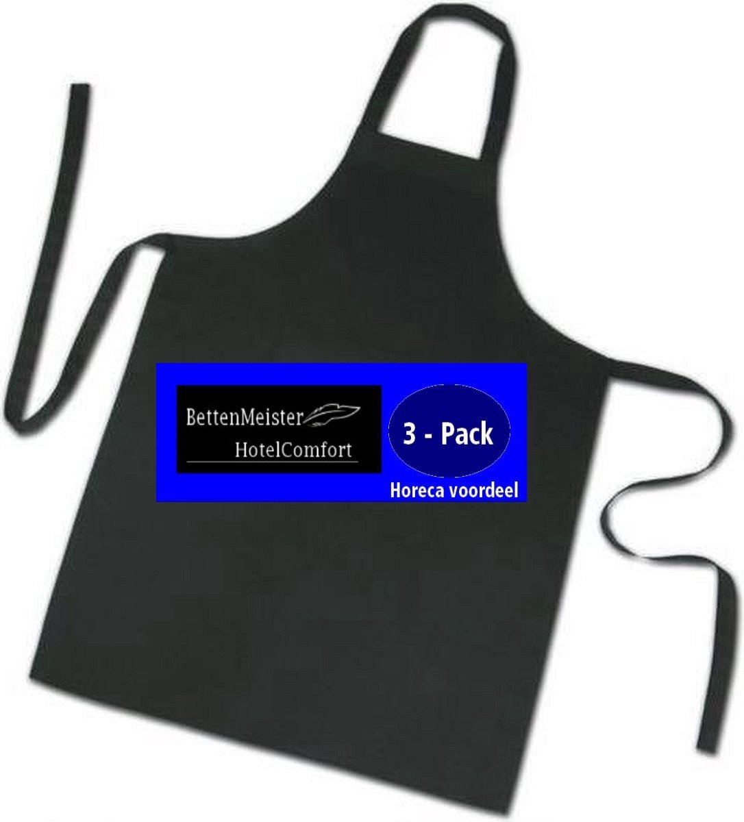 3 Pack Keukenschorten BBQ BIB Apron - Zwart 70x100 cm