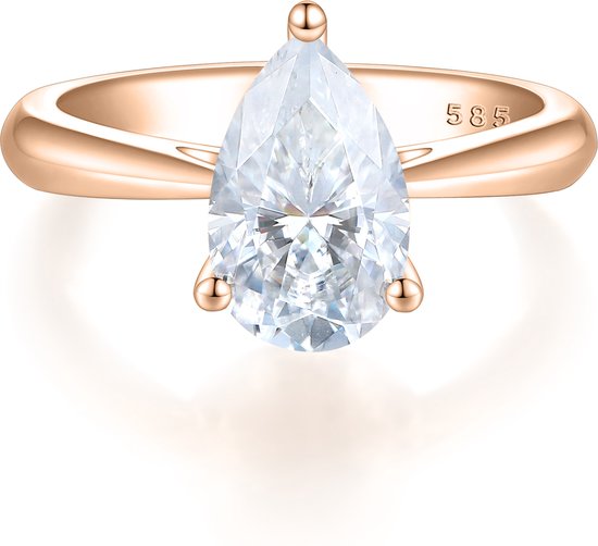 Larissa - Peer Solitair Moissanite Ring - 1 karaat