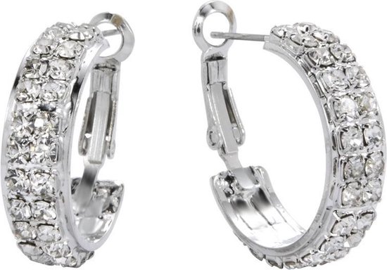 Boucles d'oreilles Behave - boucles d'oreilles - couleur argent - pierres - 2 cm