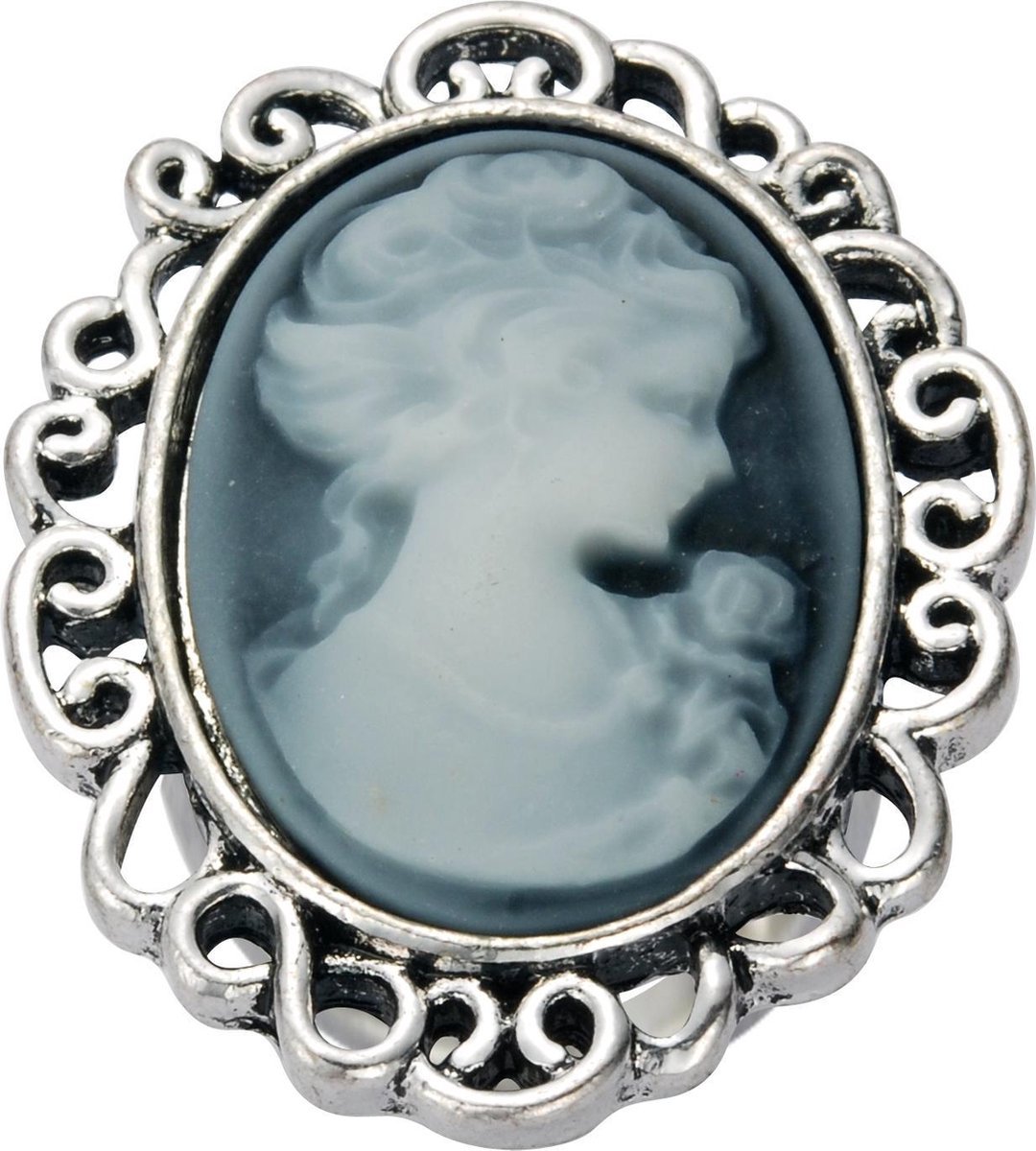 Behave - Ring - Verstelbare Vintage Camee Ring – Zilverkleurige Ring met Vrouwen Silhouet | Klassiek & Tijdloos | Nikkelvrij