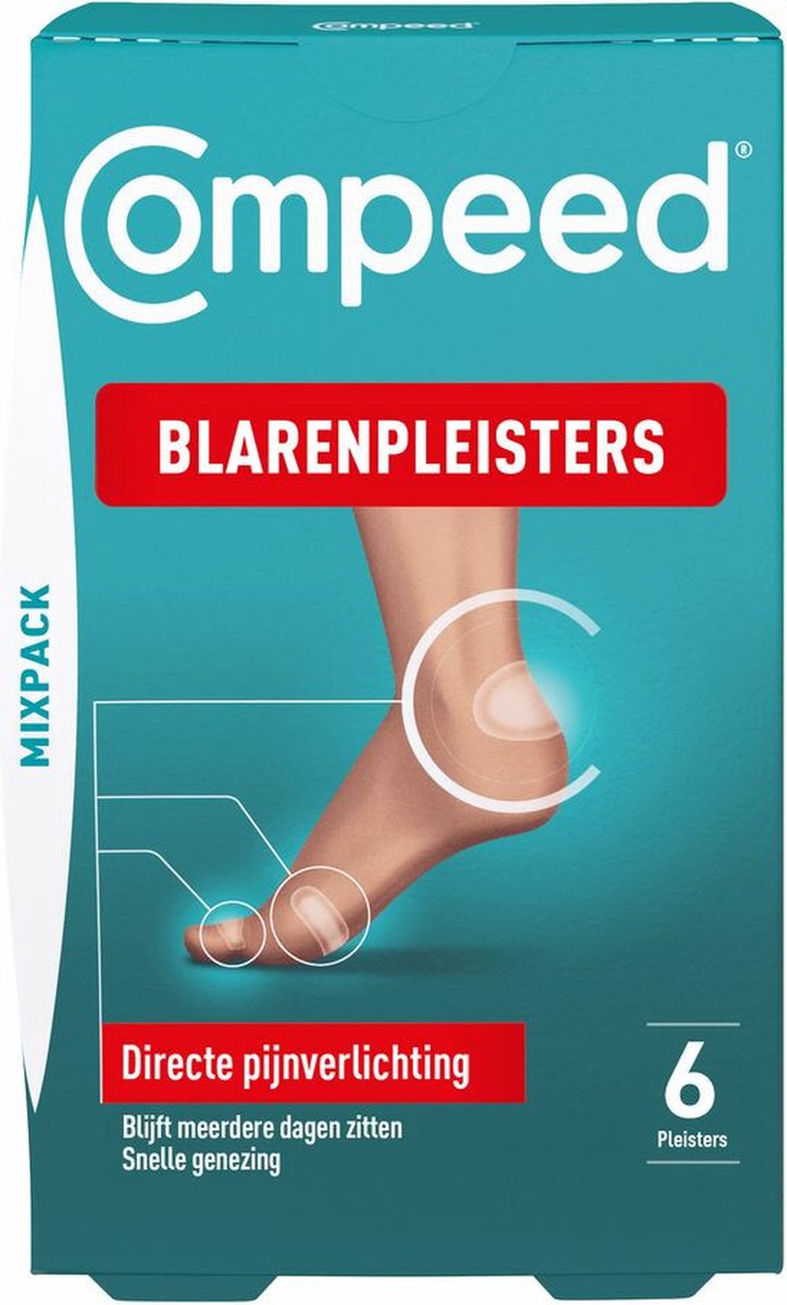 Goedkoopste Compeed Blarenpleisters mixpack - blarenpleisters bieden directe pijnverlichting, snellere genezing - diverse groottes voor verschillende soorten blaren. - 6 stuks