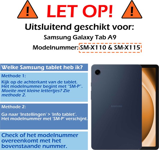 Attention : Pour Samsung Galaxy Tab A9 SM-X110 & SM-X115 uniquement.