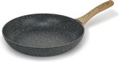 Woody Braadpan 28 cm - braadpan met houten handvat en anti-aanbaklaag - omletpan van graniet geschikt voor alle warmtebronnen, ook inductie - PFOA-vrij