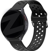 Bandz universeel 20mm sport band met gesp geschikt voor Samsung Galaxy Watch Active 1/2 40 & 44mm / Watch 1 42mm / Watch 3 41mm / Gear Sport / Polar Ignite 1-2-3 / Unite / Pacer - Hoogwaardig siliconen materiaal - zwart