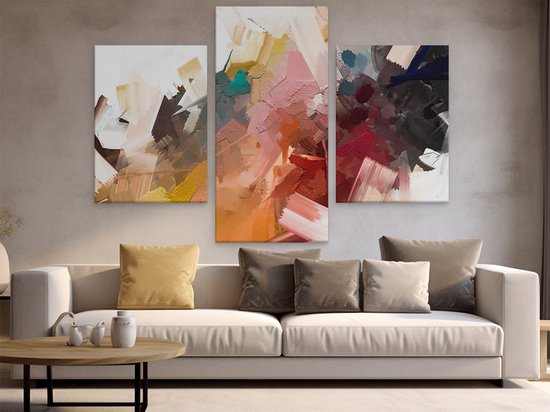 Artaza Peinture sur toile Triptyque Art abstrait - Peinture à l'huile colorée - 180x120 - Groot - Photo sur toile - Impression sur toile