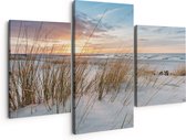 Artaza Peinture sur toile Triptyque Plage et mer depuis les dunes - 150 x 120 - Groot - Photo sur toile - Impression sur toile
