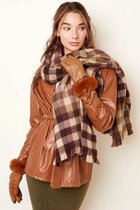 Bruine Geblokte Wintersjaal - Fashion Sjaal in Winterkleuren - Bruin