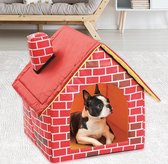 Opvouwbaar Huisdierhut Afneembaar Wasbaar Huisdier Bed Tent Rode baksteen Open haard Honden Katten Binnenhuis Rood