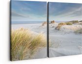 Artaza Canvas Schilderij Tweeluik Groot Strand met Zee - 160x120 - Groot - Foto Op Canvas - Canvas Print
