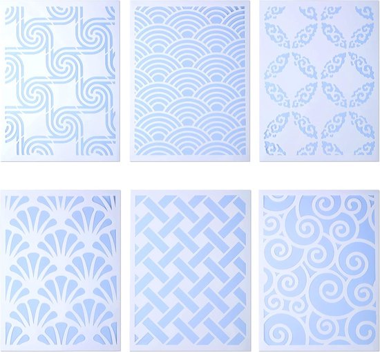 Set van 6 Herbruikbare Geometrische Sjablonen (15 x 20 cm) - Voor Scrapbooking, Kunstprojecten, Huisdecoratie en Creatieve Toepassingen