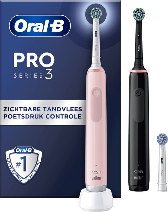 Oral-B PRO 3 3900 - Brosse à dents électrique - Duo Zwart + Rose