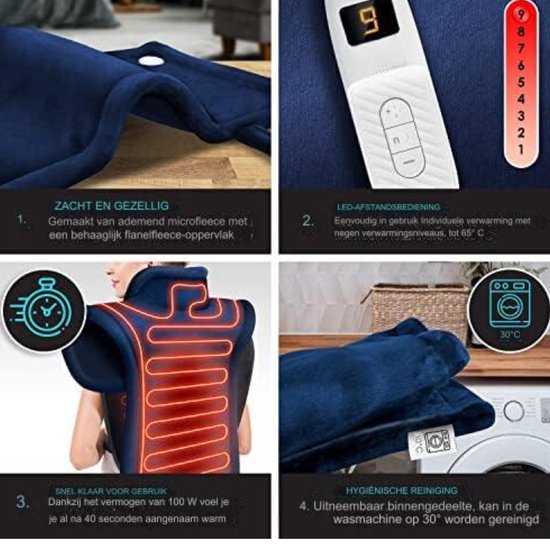 Warmtekussen voor Rug, Schouders, Nek met Automatische Uitschakeling, 9 ...