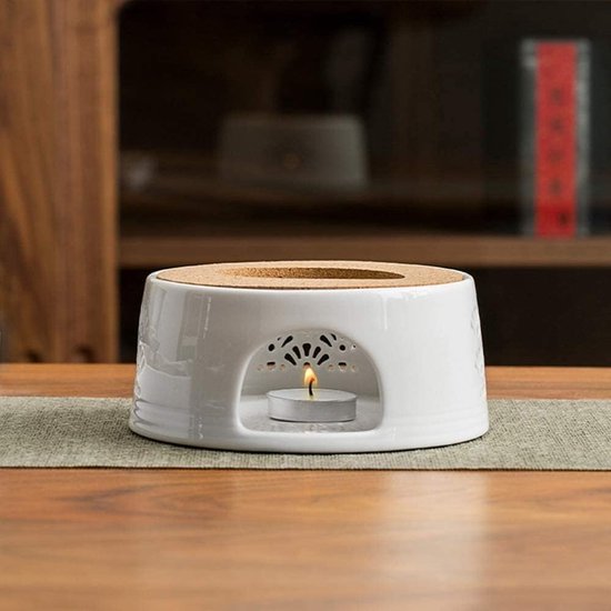 Thee Accessoires Keramische Theewarmer Stoofje – Houd Je Thee Warm Met Theelichtje, Hol Design Voor Sfeerverlichting, Wit Porselein Theepot Warmer Met Kaarshouder