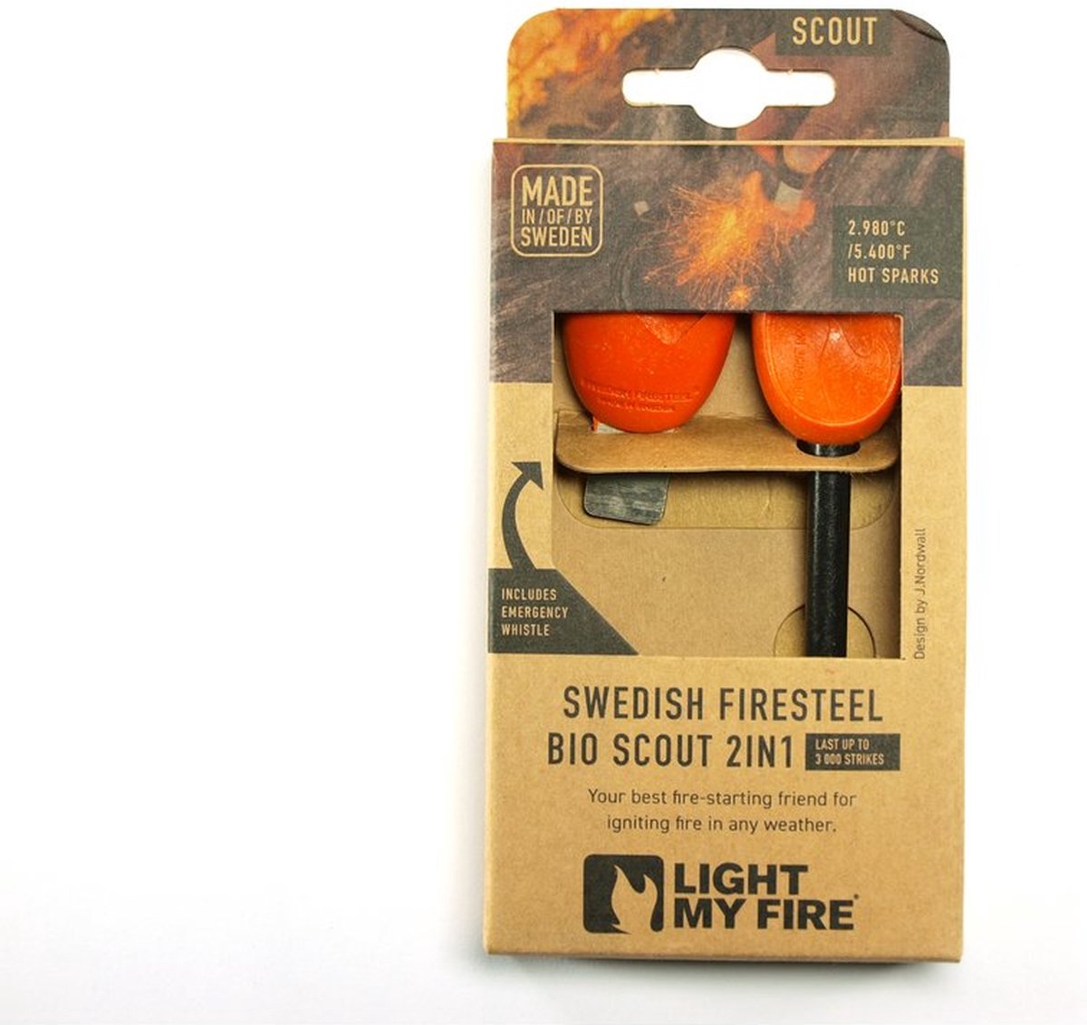 Light My Fire Firesteel Scout Orange + Emergency Whistle - Briquet