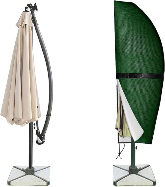 Parasol beschermhoes met staaf, 210D-280*30/81/45cm afdekhoes voor parasols, weerbestendig, parasol afdekking met retractiestang en retractiekoord