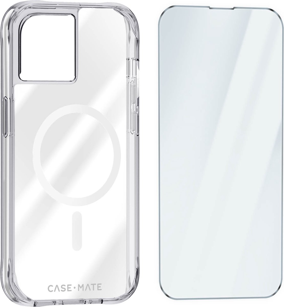 MagSafe iPhone 15 Case 9H Gehard Glas, Matte Case - Transparant