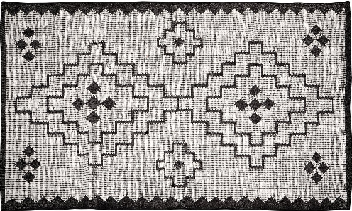 WOOOD Omari Vloerkleed - Wol/Jute - Naturel/Zwart - 1x160x230 cm