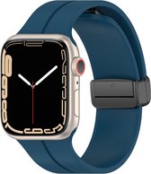 Siliconen bandje - geschikt voor Apple Watch series 1/2/3/4/5/6/7/8/9/SE/SE 2/Ultra/Ultra 2 met case size 42 mm / 44 mm / 45 mm / 49 mm - donkerblauw