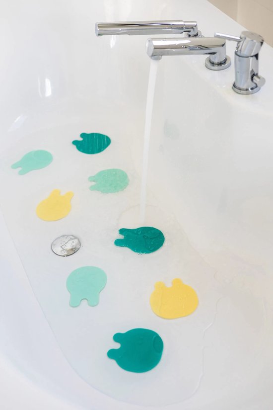 Quut Gripi Méduse - 8 Pièces Antidérapantes Pour Bain Enfant - Compagnons De Bain Amusants Et Sécurisés (Bleu Corail)