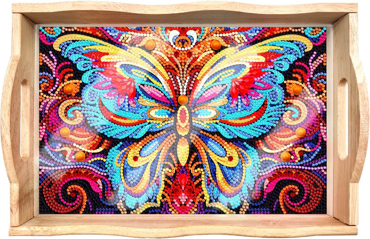 Adorzy Diamond Painting Dienblad Vlinder – Diamond Painting Volwassenen – Diamond Painting Volledig Pakket - DIY Pakket