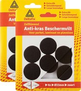 Deltafix Anti-krasvilt - 12x - zwart - 33 mm - rond - zelfklevend - meubel beschermvilt