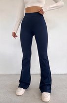 Geribbelde flared Legging High Waist | Donker Blauw