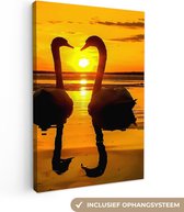 OneMillionCanvasses - Toile - Tableau - Cygne - Coucher de soleil - Water - Vogel - Toile - 40x60 cm - Décoration murale - Intérieur