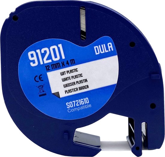DULA - Dymo LetraTag 91201 - S0721610 - Label Tape - Zwart op Wit ...