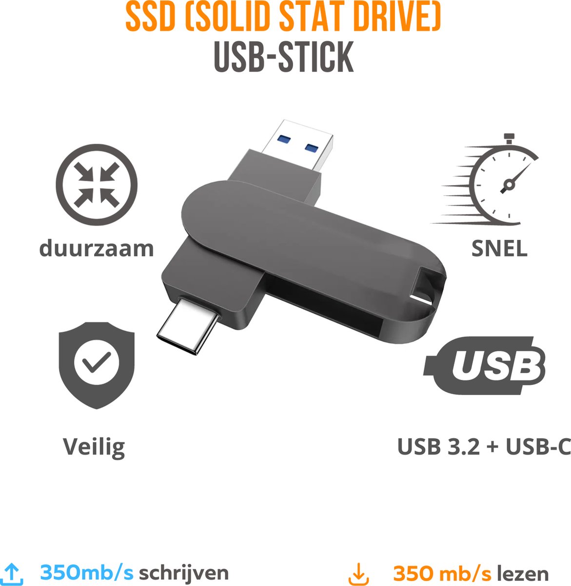 Xedor® - Clé USB 512 GB - Flash USB - 2 en 1 - USB C - USB A 3.0