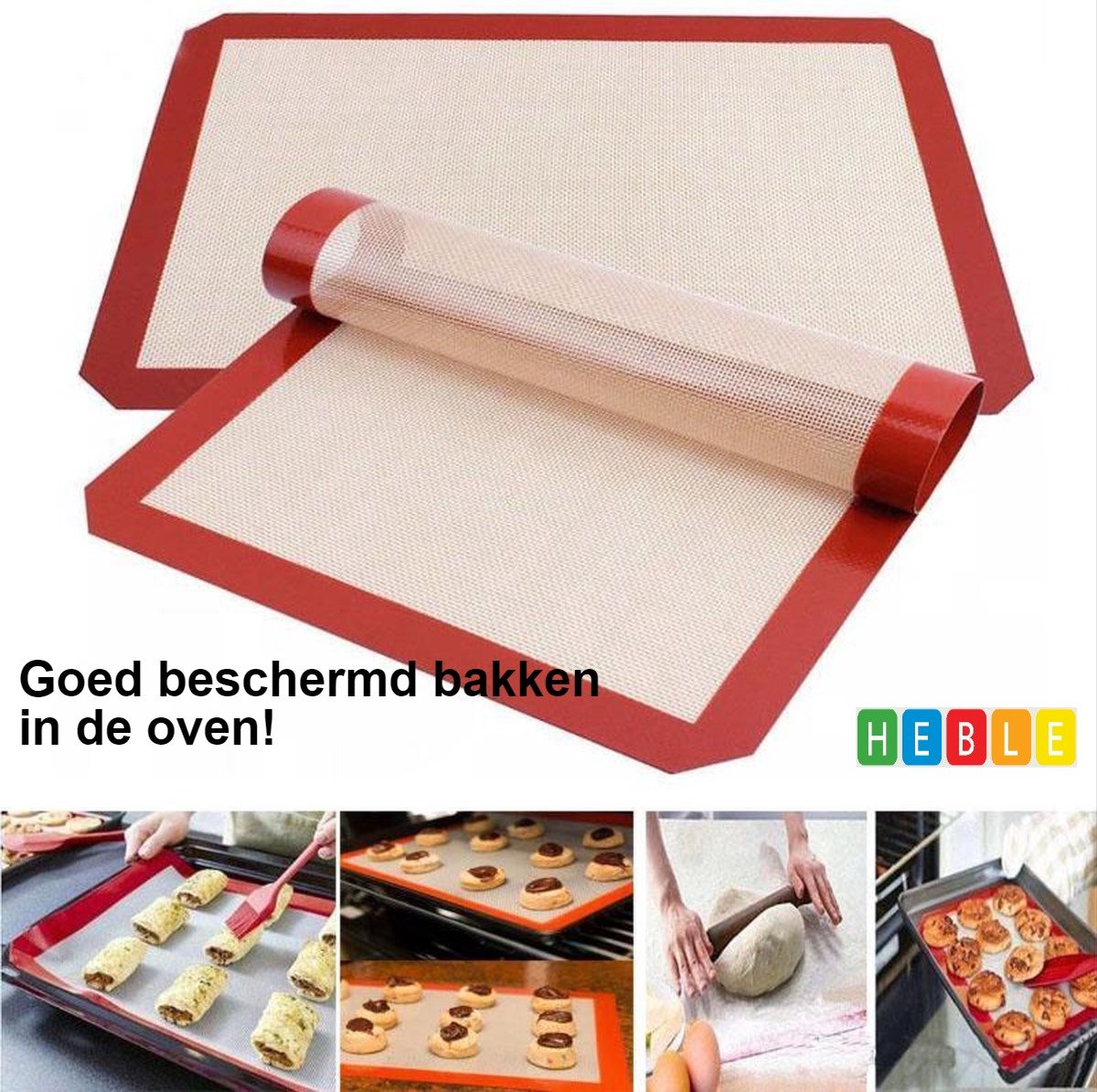 *** Premium Siliconen Bakmat - 40x30 cm - Herbruikbaar - Anti-slip - Vaatwasserbestendig - van Heble® ***