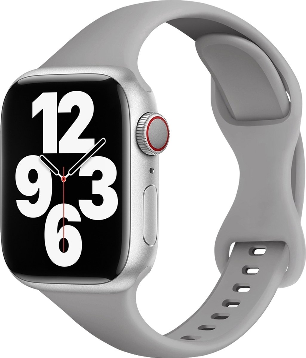 Mobigear Sport Slim Siliconen Watch bandje geschikt voor Apple Watch Bandje Druksluiting - 49/45/44/42 mm - Grijs