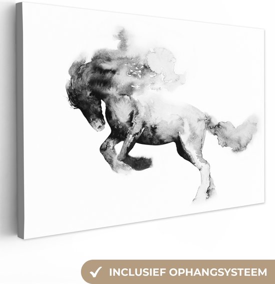 Canvas - Schilderij - Oil painting - Paard - Dieren - Kunst - 60x40 cm - Woondecoratie - Wonen