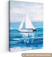 Canvas - Schilderij - Olieverf - Boten - Water - Zee - 60x80 cm - Interieur - Schilderijen op canvas
