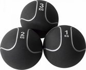 Gorilla Sports Medicineballen set - 6 kg - 1, 2 & 3 kg - Zwart/zilver