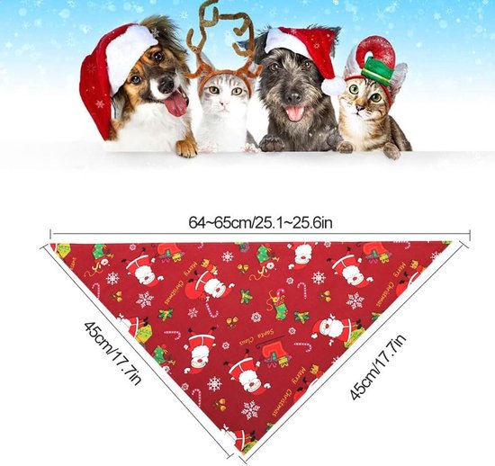 Bandanas De Noël Pour Chien - Lot De 3 Foulards Festifs Avec Motifs Père Noël, Sapins Et Cadeaux - Pour Chiens Et Chats