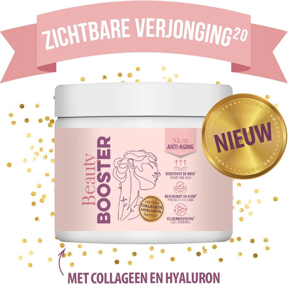 Goedkoopste Beauty Booster Met Hooggedoseerde Marine CollageenPeptide - Anti-Aging - Tegen Huidveroudering - 11000mg Vis Collageen - Hyaluronzuur - Biotine - Zink - Bèta-Caroteen - Acerola - Hoog in Vitamine C - Vermindert Rimpels en Fijne Lijntjes