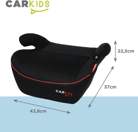 Carkids I-Size Zitverhoger Alex - Voldoet aan I-Size R-129 Norm - Voor Kinderen van 125-150cm – Afneembare & wasbare hoes - Flexibele installatie – Zwart/Rood