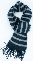 Warme sjaal - Hublot sjaal - streep sjaal - Hublot sjaal - donkerblauw met grijze streep - kado man - kado vrouw -